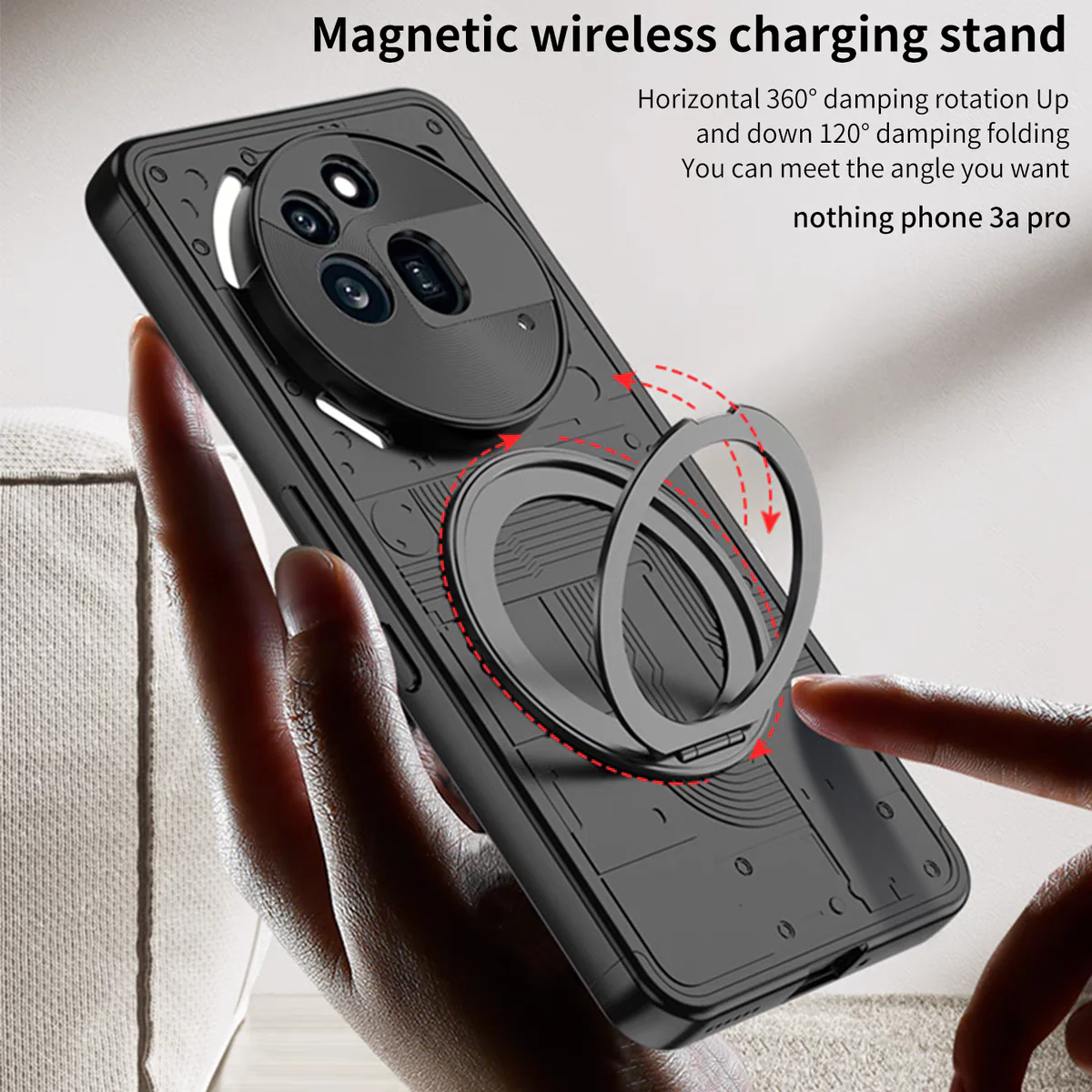 [Built-in Holder] Nothing Phone (3a)/Pro Matte Shockproof Stand Series Case - Image 9