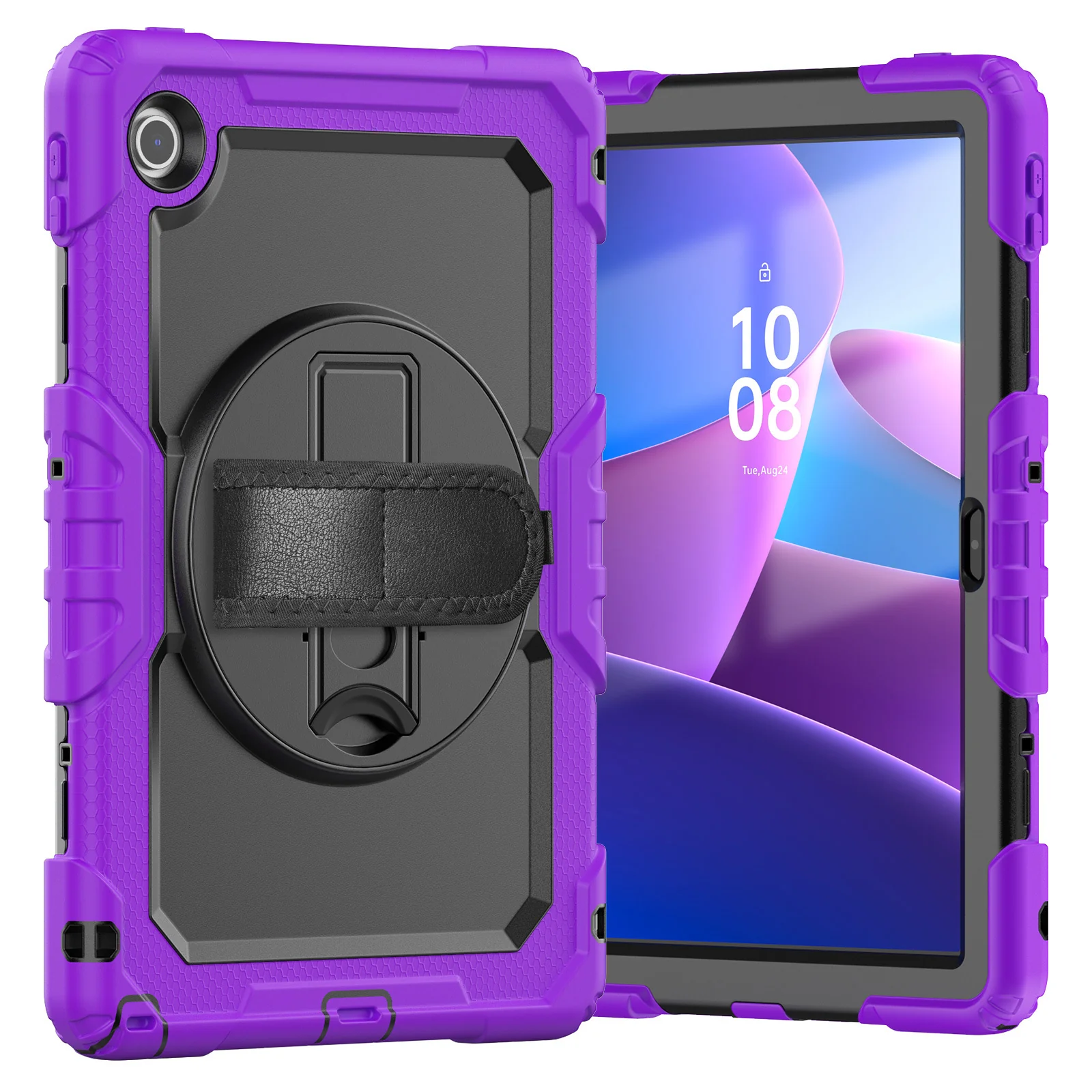 [Built-in Kickstand] Lenovo Tab 10.1" 2025 (TB311FU/TB311XU) - Silicone Full Covered Heavy Duty Series Case With Adjustable Hand Strap - Image 2