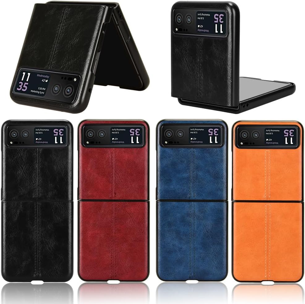 [Built-in Kickstand] Motorola Moto Razr 40/Razr 2023 - PU Leather Shockproof Heavy Duty Case - Image 3