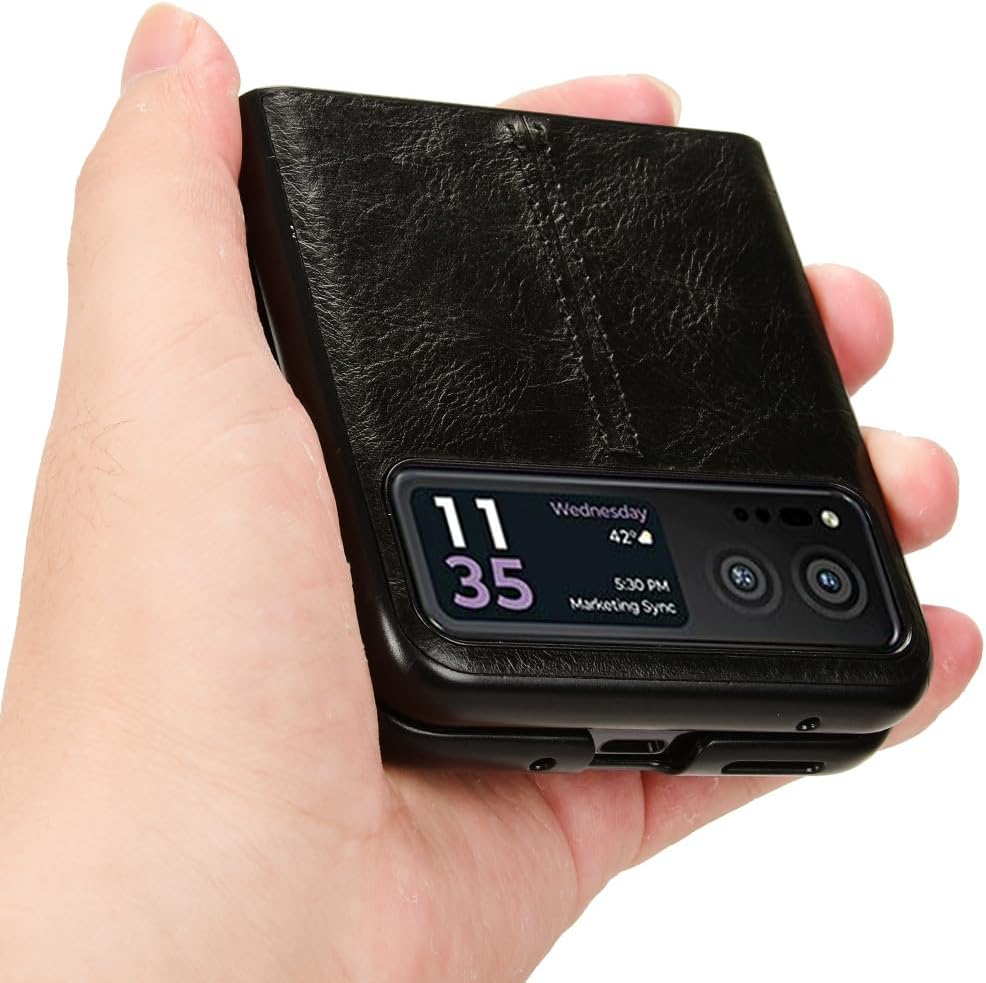 [Built-in Kickstand] Motorola Moto Razr 40/Razr 2023 - PU Leather Shockproof Heavy Duty Case - Image 5