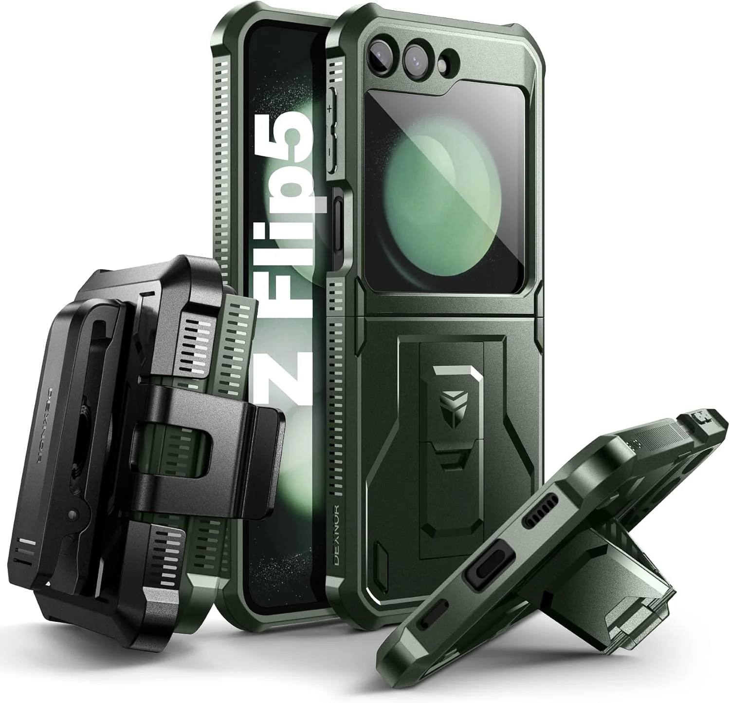 [Built-in Kickstand] Samsung Galaxy Z Flip 5/4/3 - Shockproof Rugged Case Full-Body Bumper Protective Heavy Duty Case - Image 3