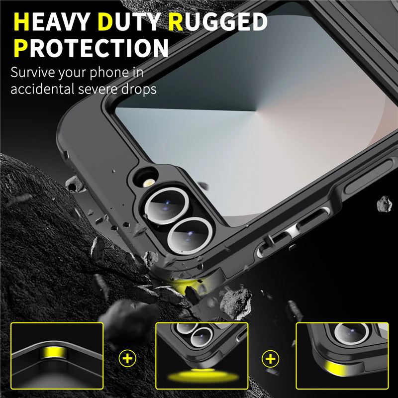 [Built-in Kickstand] Samsung Galaxy Z Flip7 - Rugged Shockproof Heavy Duty Series Case - Image 11