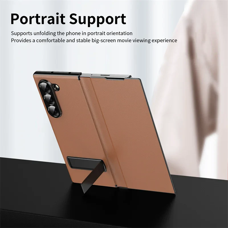 [Built-in Kickstand] Samsung Galaxy Z Fold7 (SM-F966) - Premium Leather Shockproof Case - Image 6