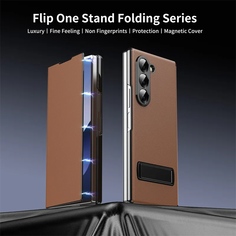 [Built-in Kickstand] Samsung Galaxy Z Fold7 (SM-F966) - Premium Leather Shockproof Case - Image 7