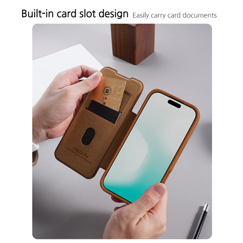 [Built-in Lens Cover][With Card Slot] Apple iPhone 17 Pro/Pro Max NILLKIN Flip Cover Full-body Shockproof Case - Image 2