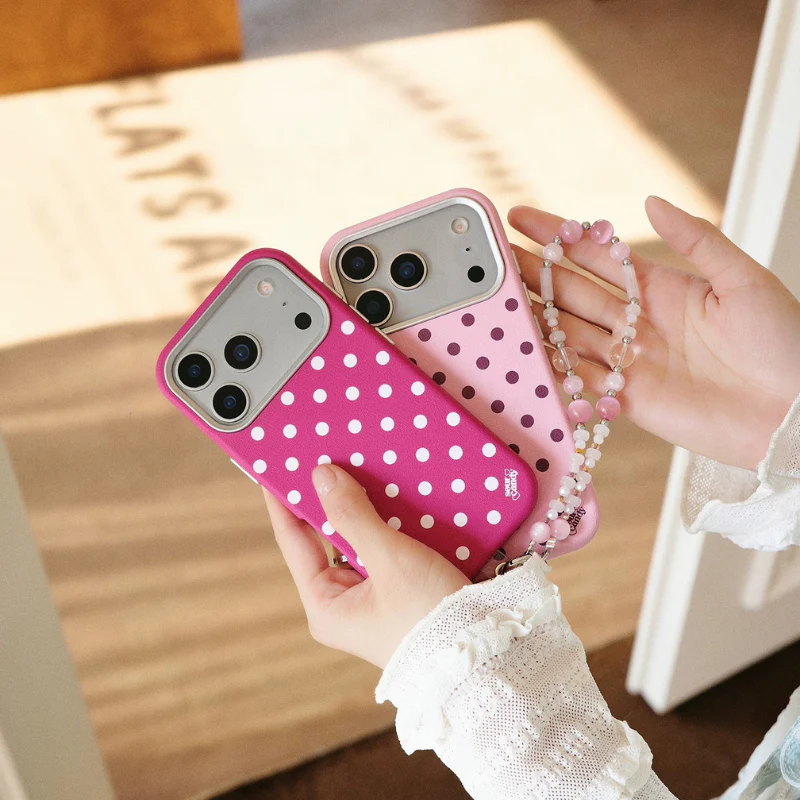 [Built-in Lint] Apple iPhone 15/Pro/Pro Max - Polka Dot PU Leather Full-Cover Shockproof Case - Image 6