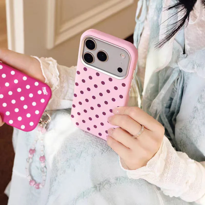 [Built-in Lint] Apple iPhone 15/Pro/Pro Max - Polka Dot PU Leather Full-Cover Shockproof Case - Image 7