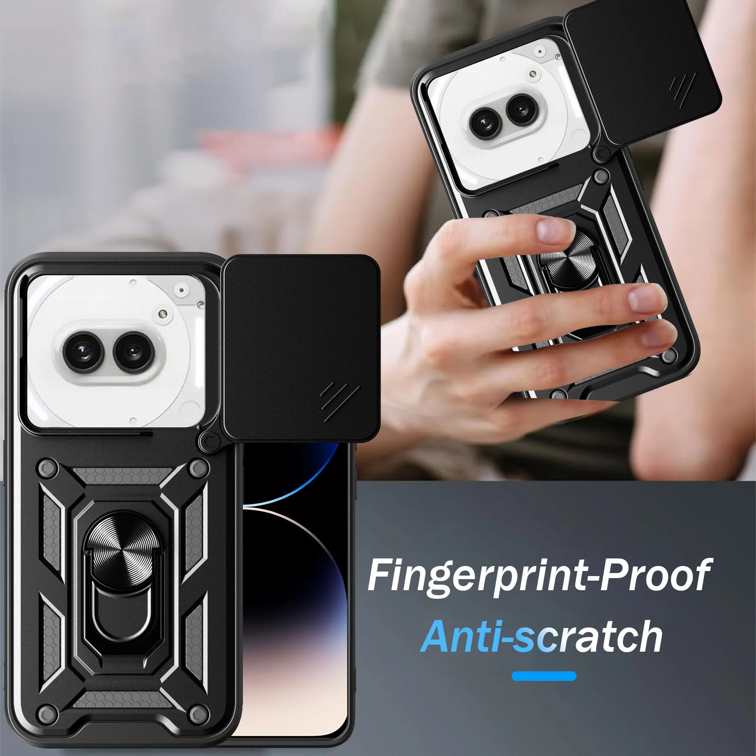 [Built-in Metal Kickstand][With Lens Cover] Nothing Phone (2a) Full-Cover Shockproof Protective Case - Image 9
