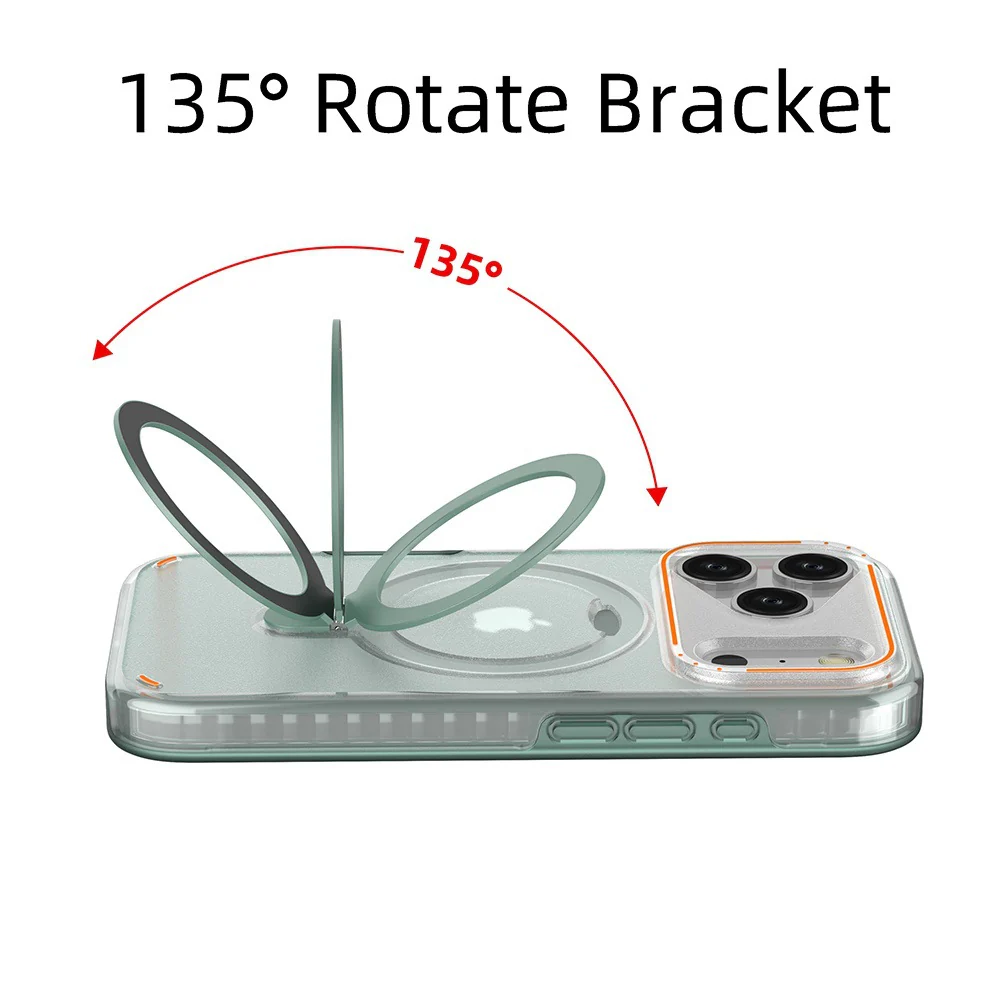 [Built-in Metal Ring Stand][Magsafe Compatible] Apple iPhone 17/Air/Pro/Pro Max Transparent Full-Body Shockproof Phone Case - Image 2
