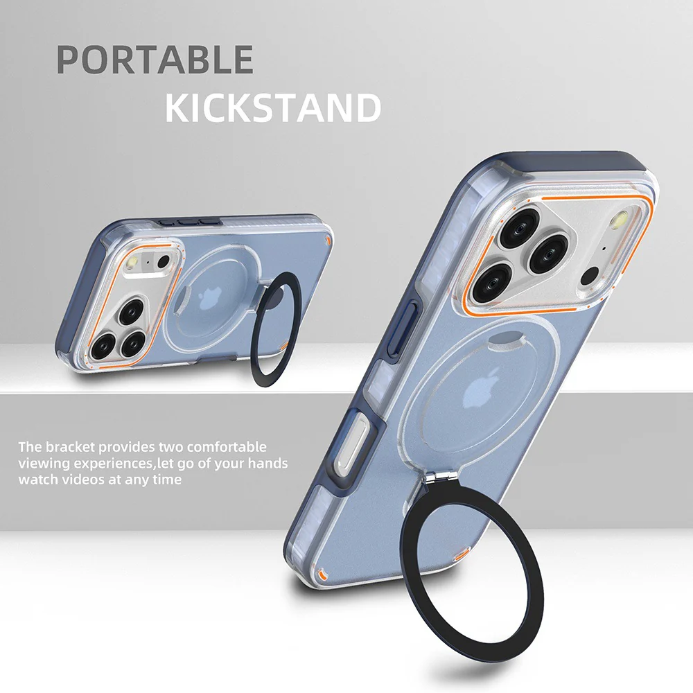 [Built-in Metal Ring Stand][Magsafe Compatible] Apple iPhone 17/Air/Pro/Pro Max Transparent Full-Body Shockproof Phone Case - Image 6