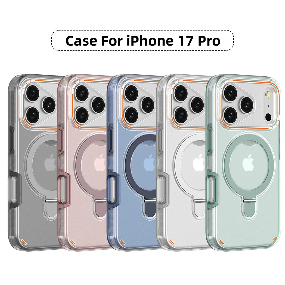 [Built-in Metal Ring Stand][Magsafe Compatible] Apple iPhone 17/Air/Pro/Pro Max Transparent Full-Body Shockproof Phone Case - Image 9