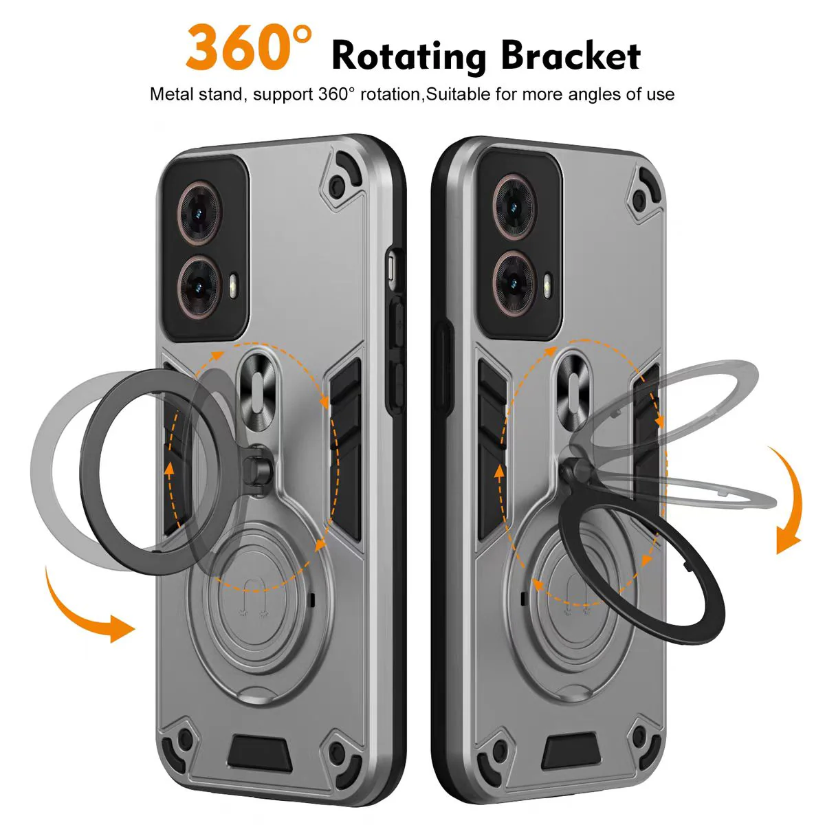 [Built-in Metal Ring Stand] Motorola Moto G85 Thickened Shockproof Heavy Duty Series Case - Image 2