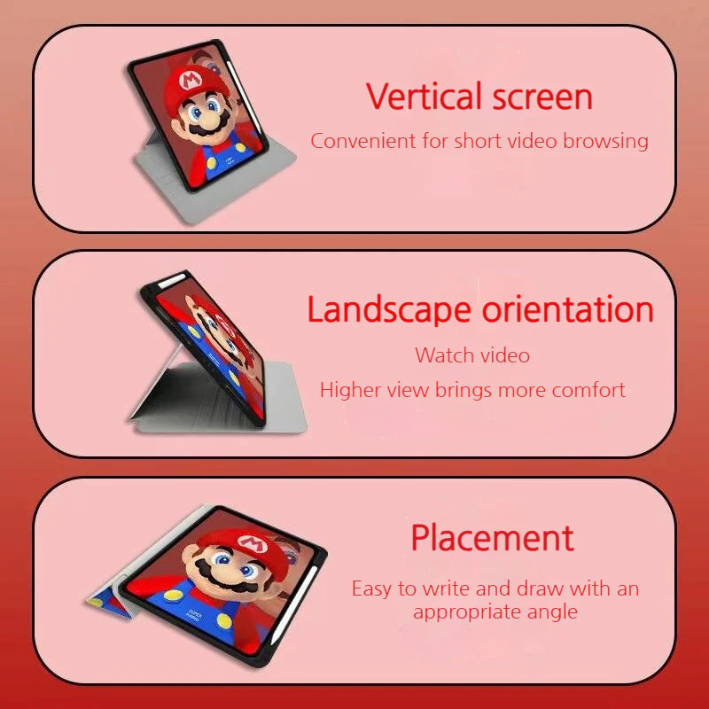 [Built-in Pen Slot] Apple iPad Air 4/5 10.9'' 4/5th Gen (2020/2022) Mario Smart 360° Degree Rotate Stand Shockproof Flip Cover Case - Image 5