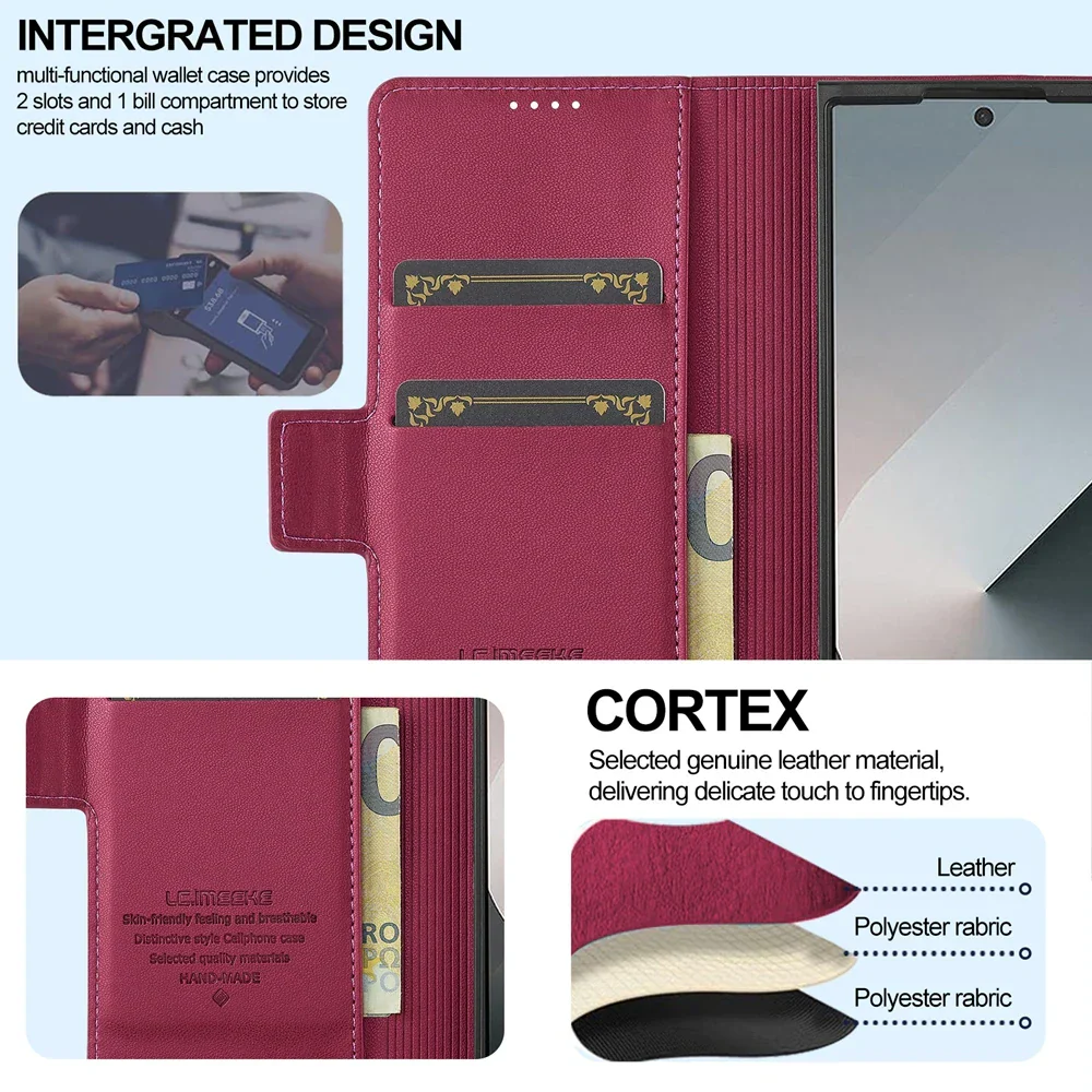 [Built-in Pen Slot][With Card Slot] Samsung Galaxy Z Fold7 Business Leather Fold Wallet Shockproof Case - Image 5