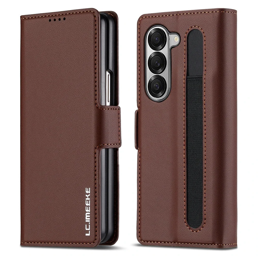 [Built-in Pen Slot][With Card Slot] Samsung Galaxy Z Fold7 Business Leather Fold Wallet Shockproof Case - Image 6