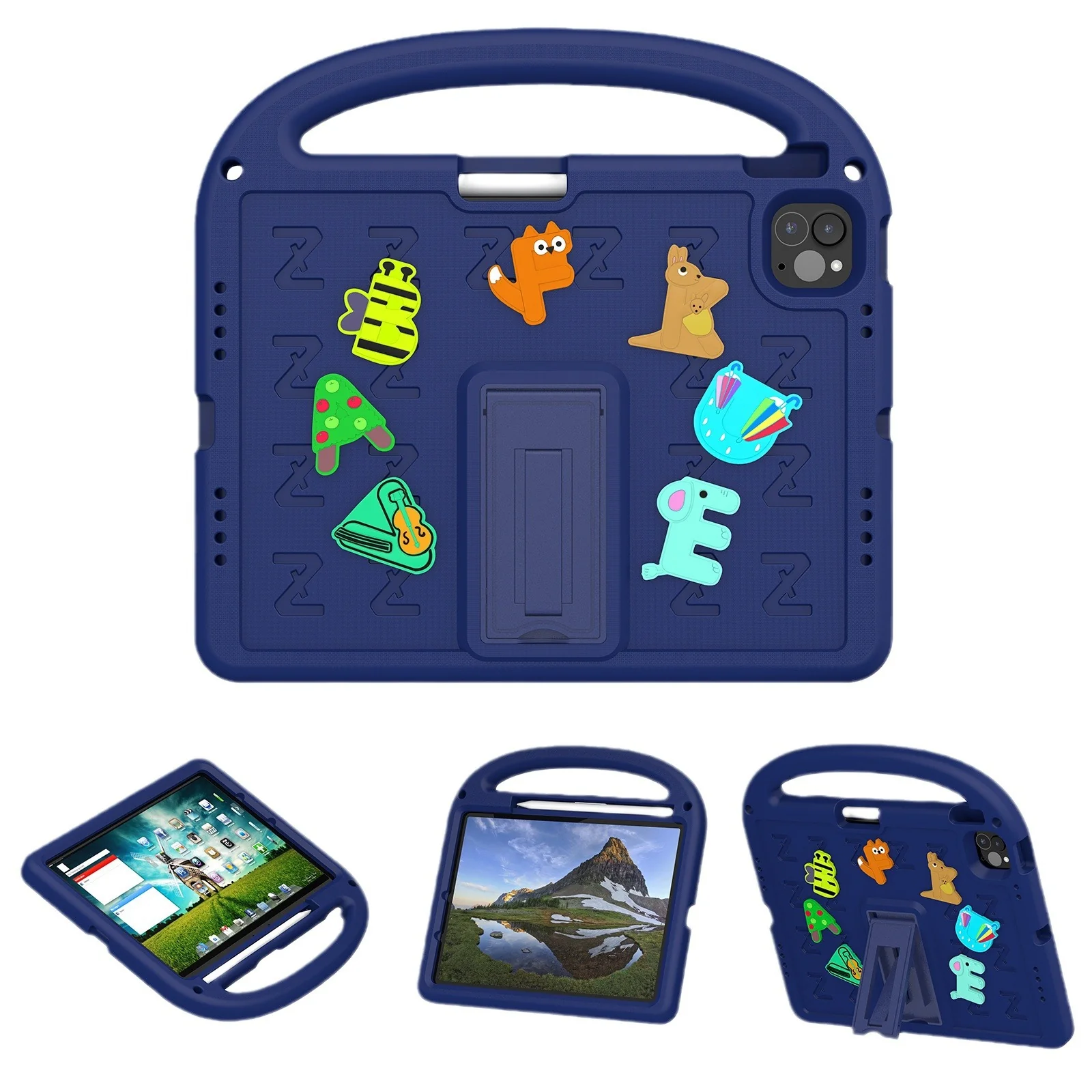 [Built-in Pen Slot][With Shoulder Strap] Apple iPad 5/6 9.7'' 5/6th Gen (2017/2018) Cartoon Kids Shockproof Protective Case - Image 3