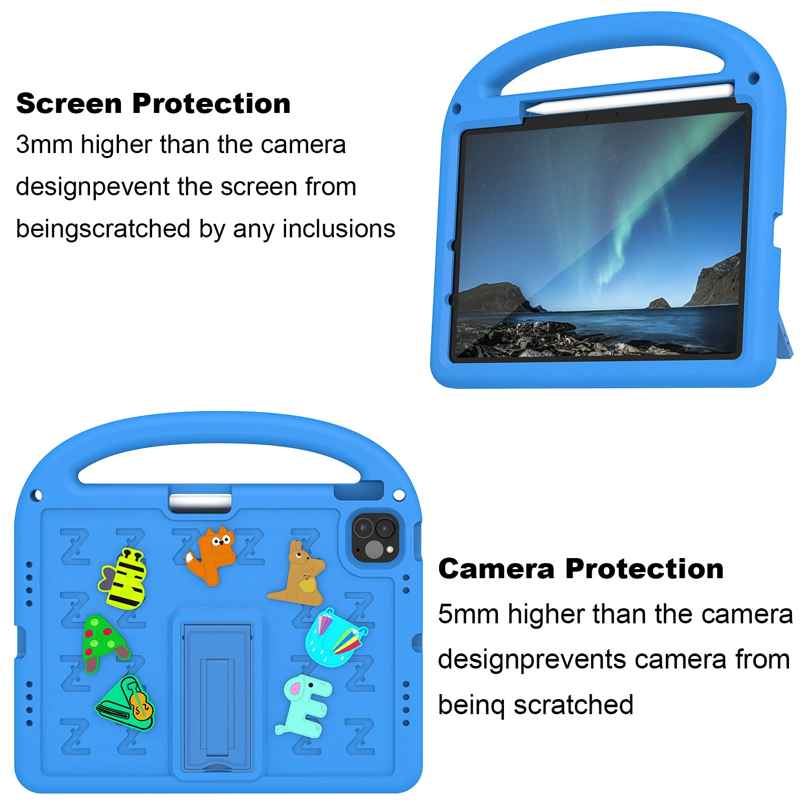 [Built-in Pen Slot][With Shoulder Strap] Apple iPad 5/6 9.7'' 5/6th Gen (2017/2018) Cartoon Kids Shockproof Protective Case - Image 9