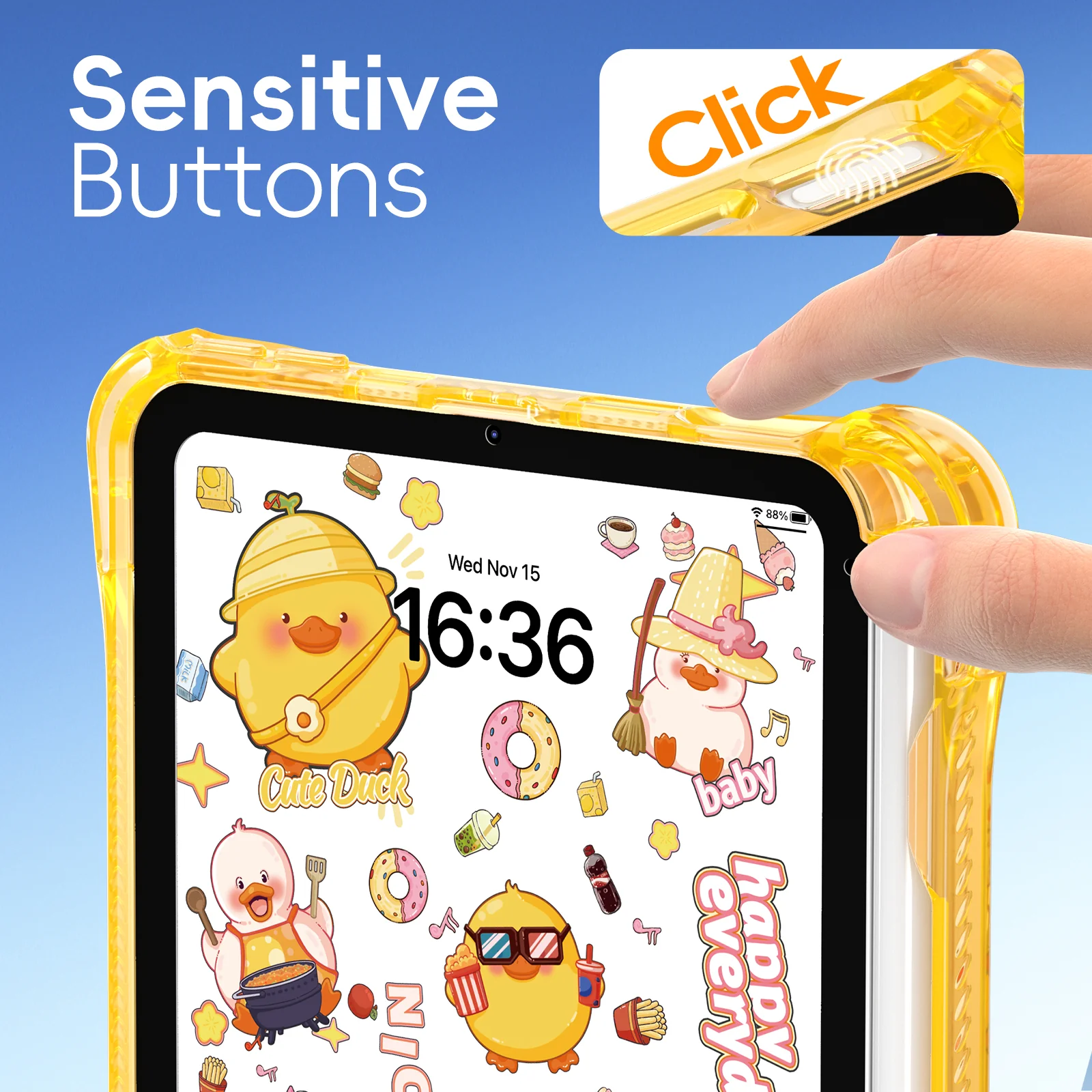 [Built-in Pen Slot][With Shoulder Strap] Apple iPad Mini 6/7 8.3'' 6/7th Gen (2021/2024) Cartoon Kids Transparent Anti-Drop Protective Stand Case - Image 16