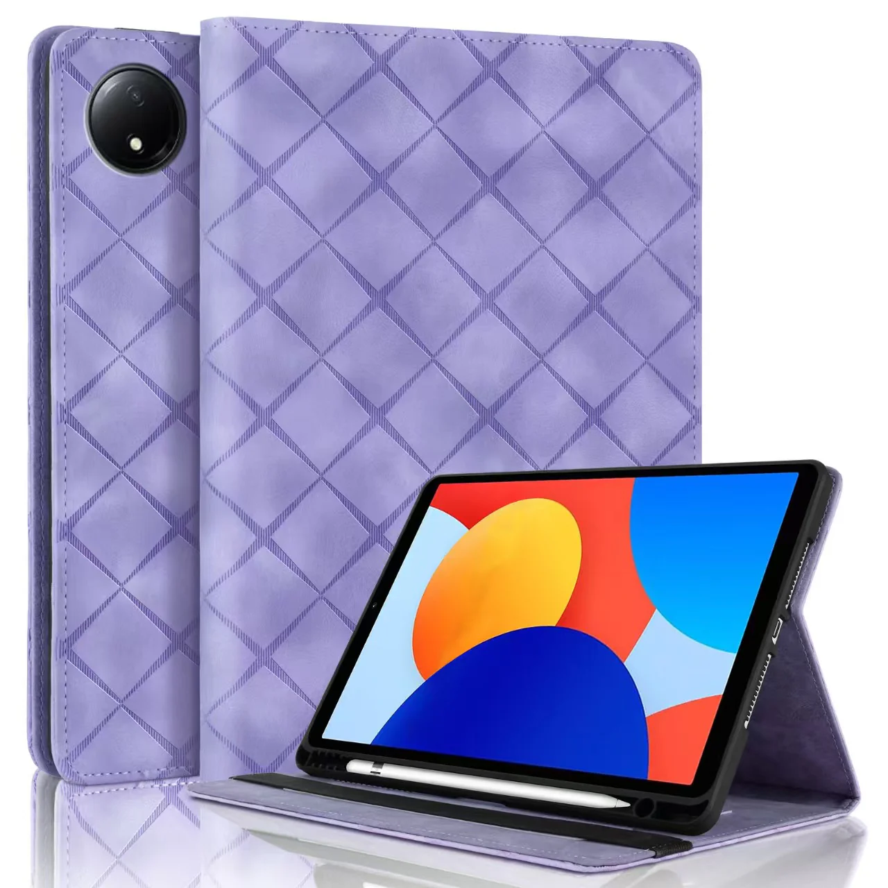 [Built-in Pencil Holder] Xiaomi Redmi Pad SE 8.7’’ (2024) Diamond Pattern Leather Business Case - Image 9