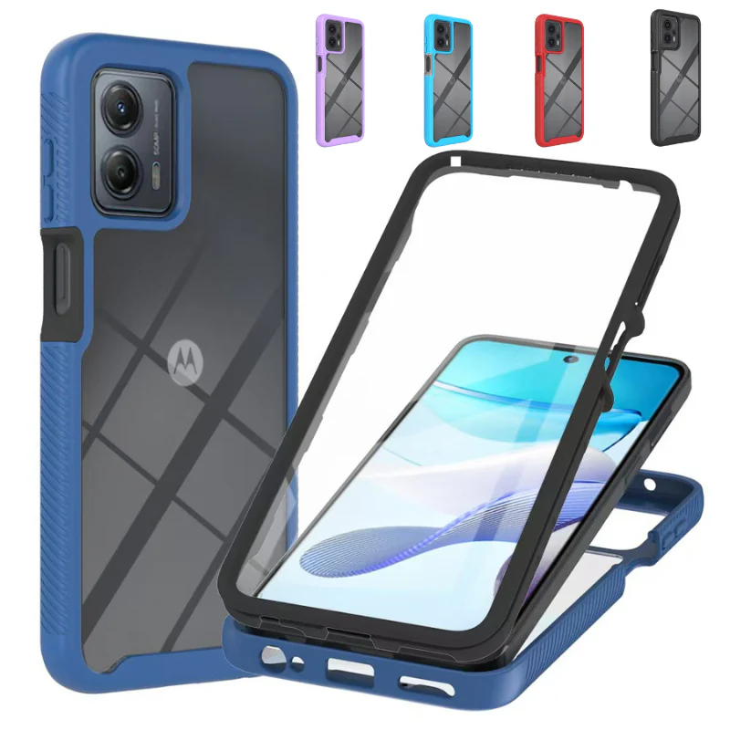 [Built-in Ring Bracket][Built-in Screen Protector] Motorola Moto G22 / E32 Transparent 2-in-1 Shockproof Heavy Duty Series Case - Image 2