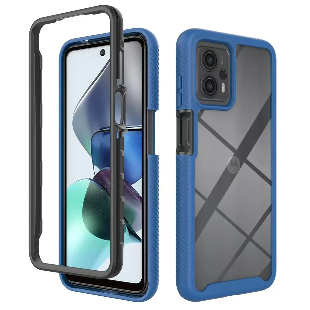 [Built-in Ring Bracket][Built-in Screen Protector] Motorola Moto G22 / E32 Transparent 2-in-1 Shockproof Heavy Duty Series Case - Image 9