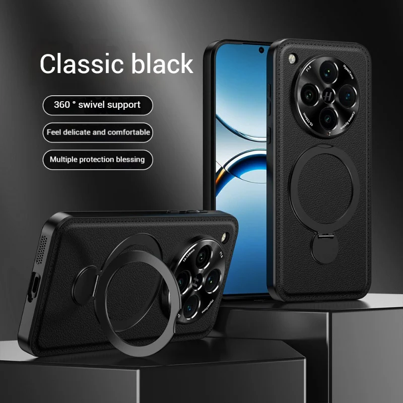 [Built-in Ring Bracket][Magsafe Compatible] Oppo Find X8 Ultra/X8s Plus/X8s Premium Leather Texture Full-Body Shockproof Phone Case - Image 11