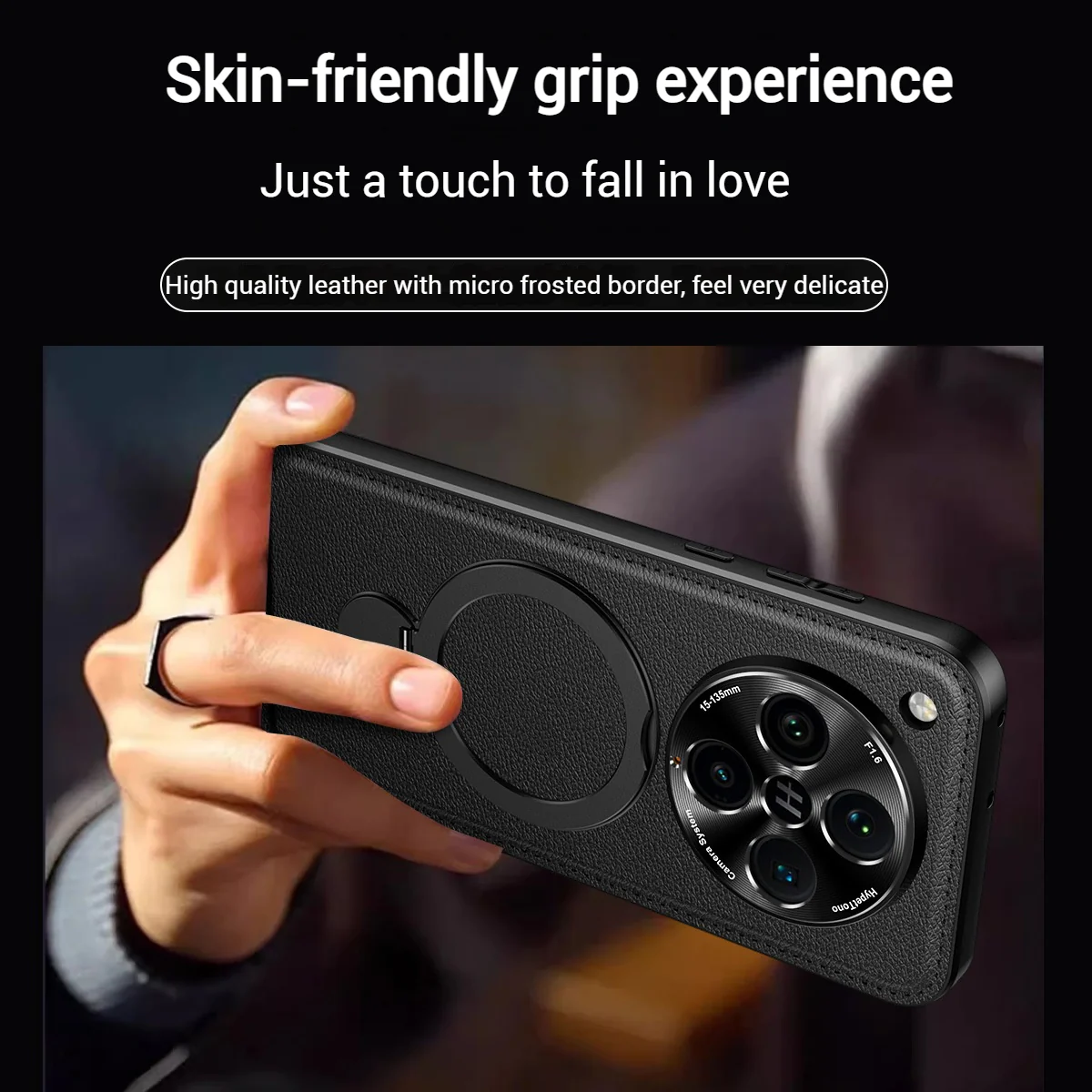 [Built-in Ring Bracket][Magsafe Compatible] Oppo Find X8 Ultra/X8s Plus/X8s Premium Leather Texture Full-Body Shockproof Phone Case - Image 5