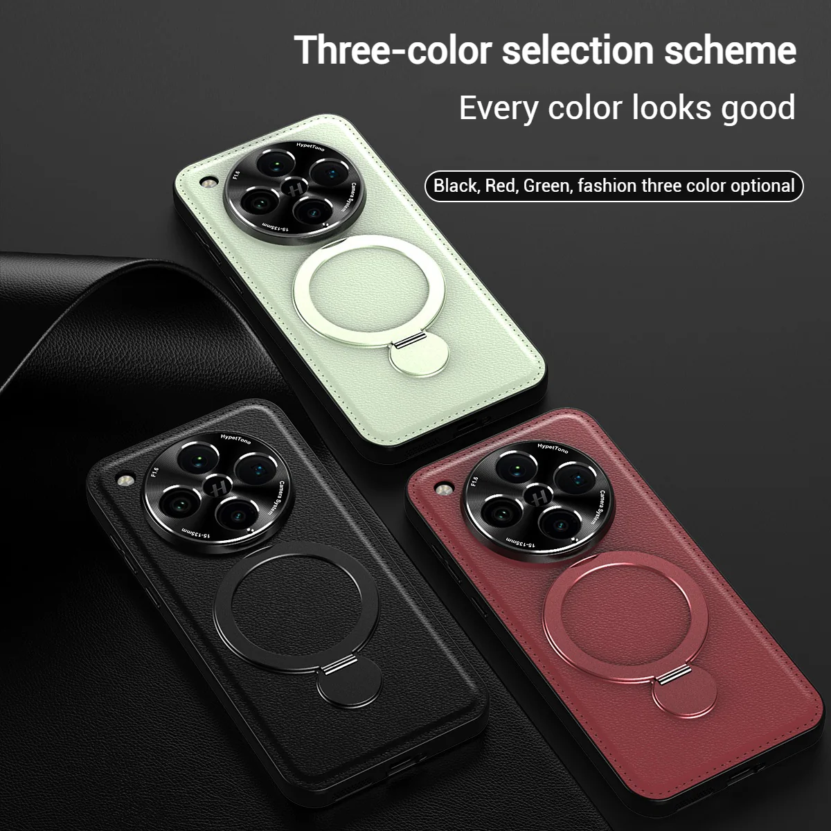 [Built-in Ring Bracket][Magsafe Compatible] Oppo Find X8 Ultra/X8s Plus/X8s Premium Leather Texture Full-Body Shockproof Phone Case - Image 7