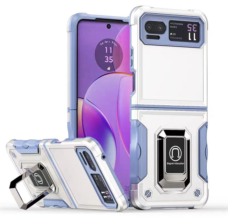 [Built-in Ring Bracket] Motorola Moto Razr 40 Hybrid Soft Silicone Hard PC Shockproof Protective Heavy Duty Series Case - Image 9