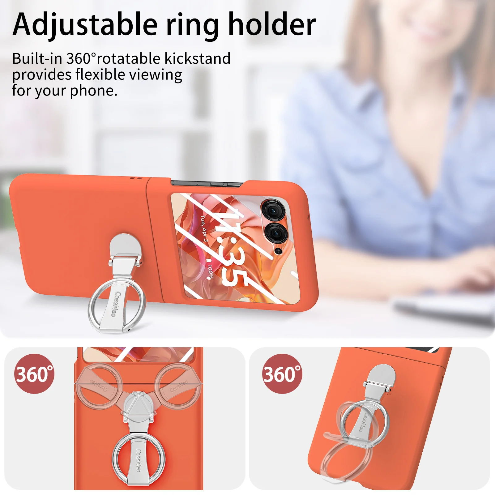[Built-in Ring Bracket] Motorola Moto Razr 60/Ultra Minimalist Solid Color Case with Built-in Screen Protection - Image 16