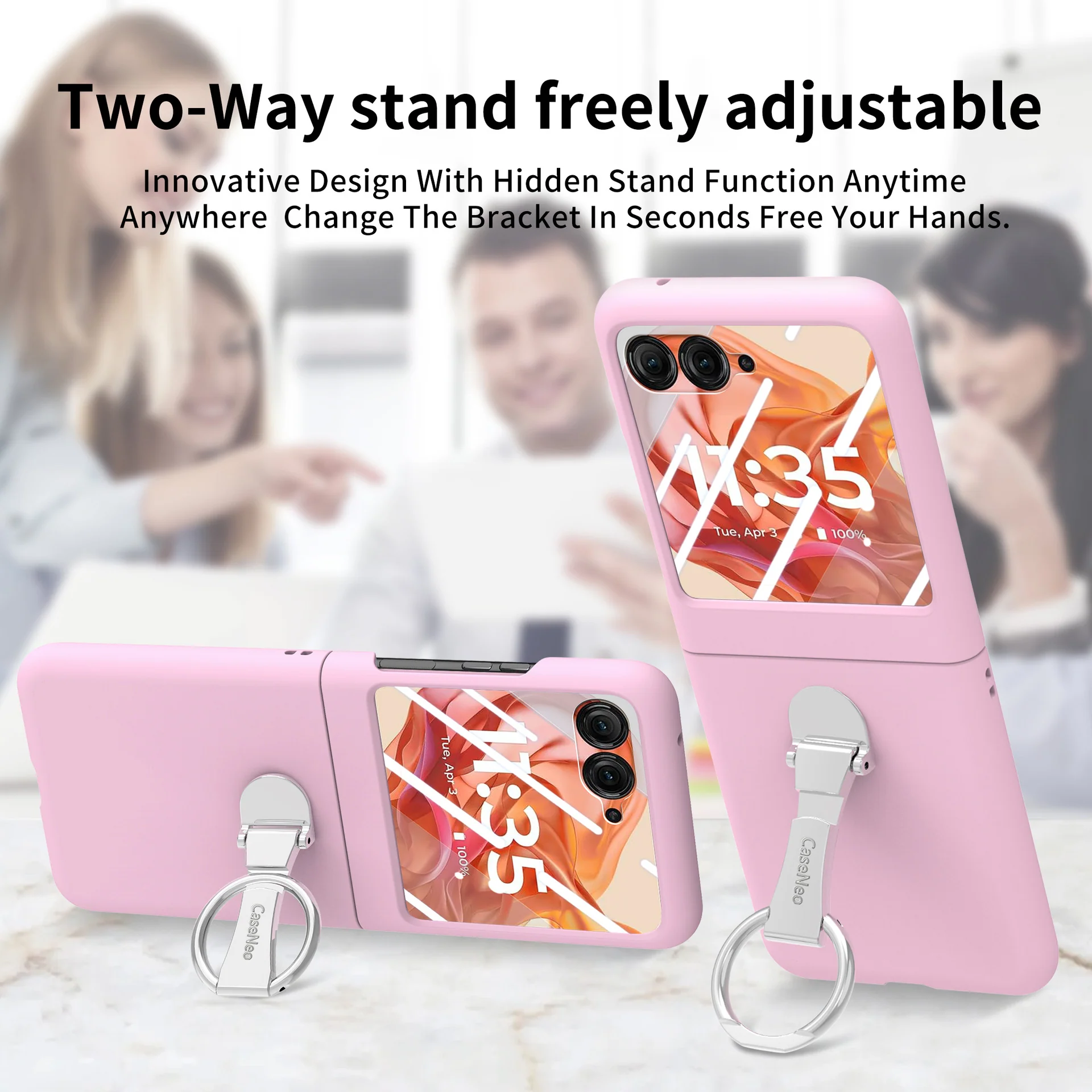 [Built-in Ring Bracket] Motorola Moto Razr 60/Ultra Minimalist Solid Color Case with Built-in Screen Protection - Image 17