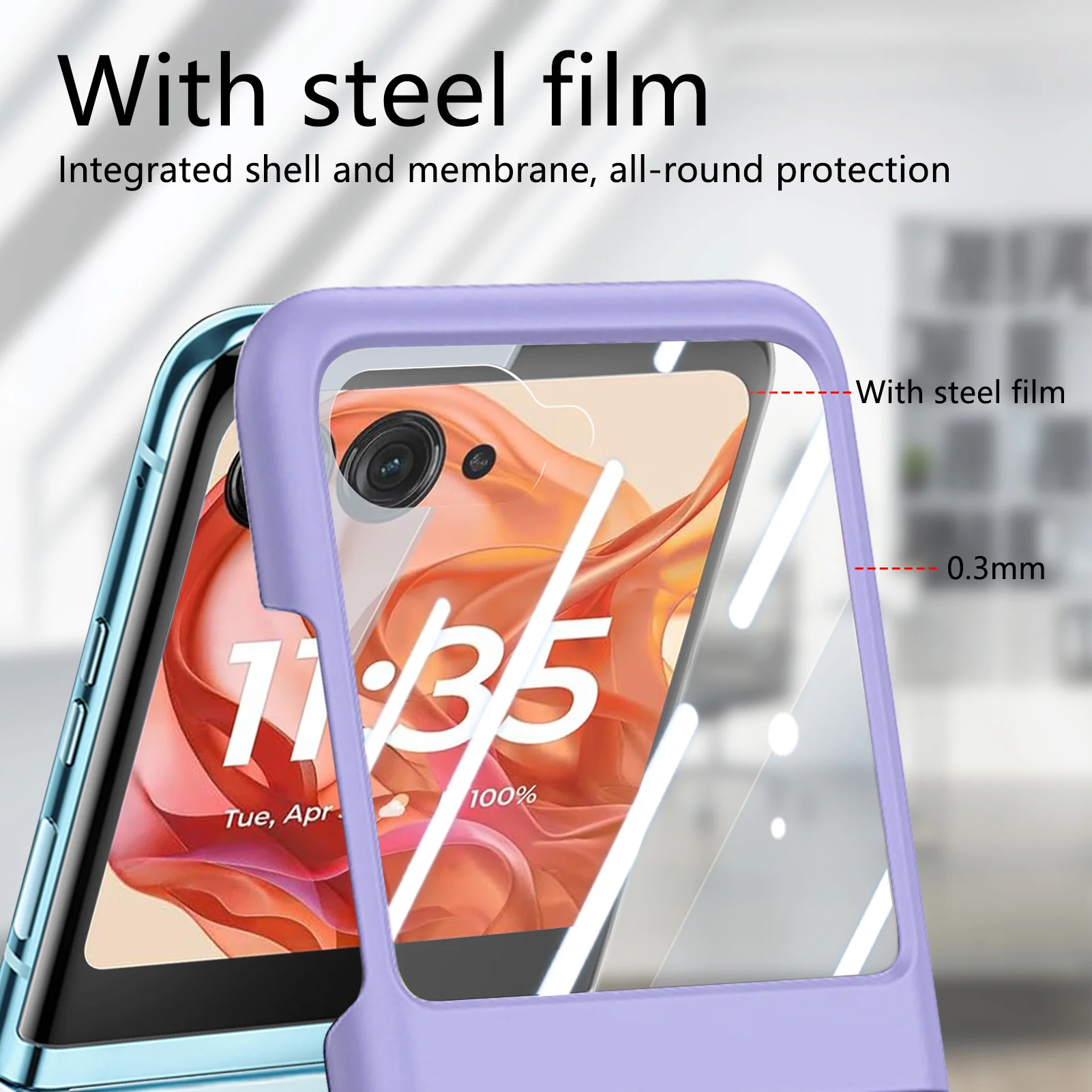 [Built-in Ring Bracket] Motorola Moto Razr 60/Ultra Minimalist Solid Color Case with Built-in Screen Protection - Image 18