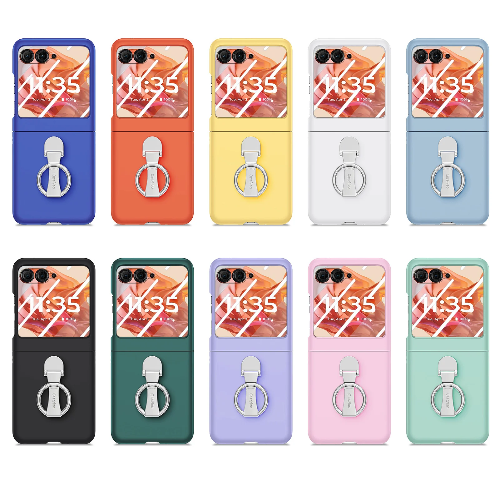 [Built-in Ring Bracket] Motorola Moto Razr 60/Ultra Minimalist Solid Color Case with Built-in Screen Protection - Image 19