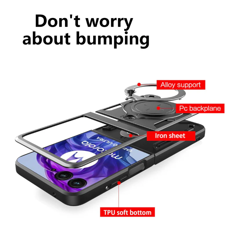 [Built-in Ring Bracket] Motorola Moto Razr 60/Ultra Minimalist Ultra-thin Shockproof Phone Stand Series Case - Image 5