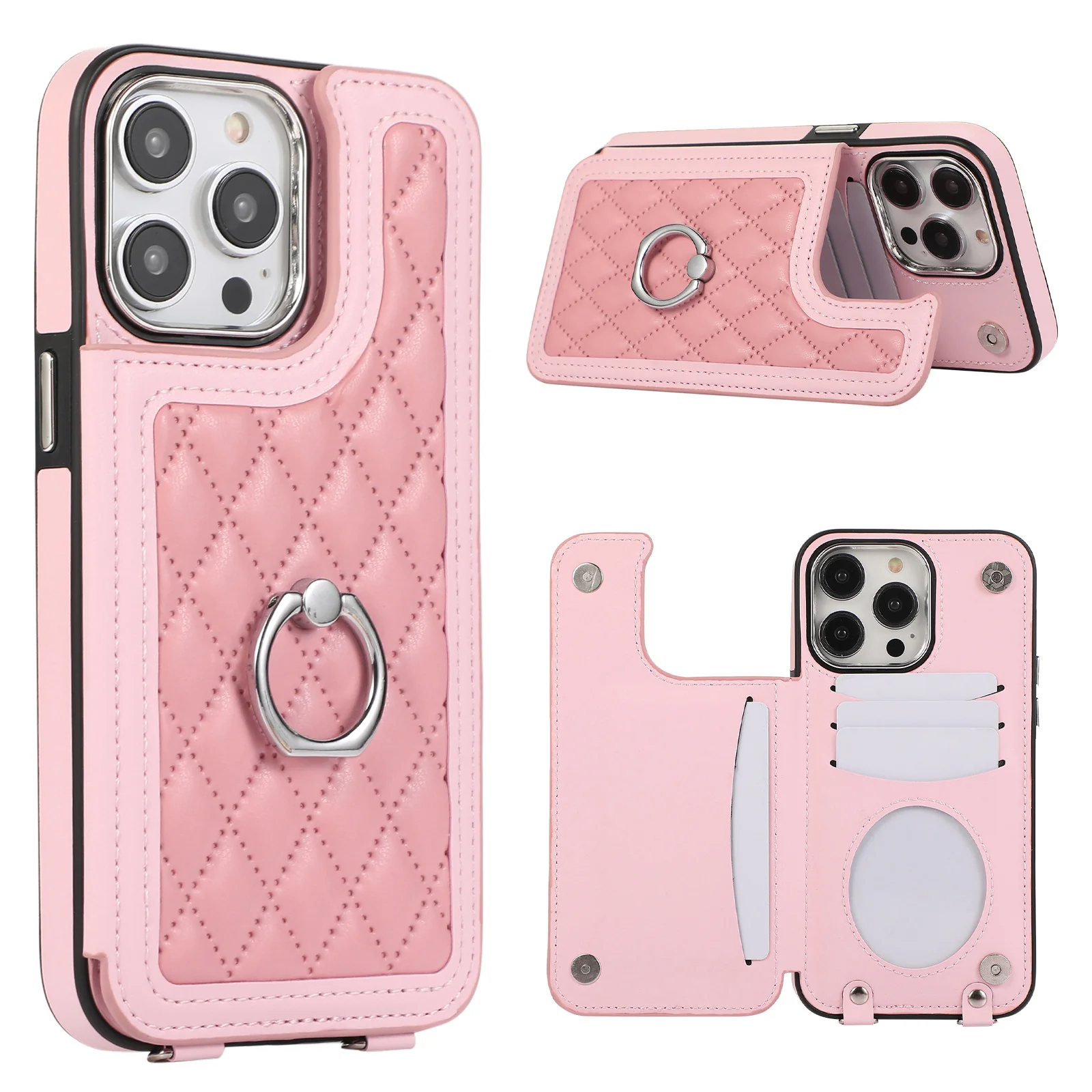 [Built-in Ring Bracket][With Card Slot] Apple iPhone 12/Pro/Pro Max High-End Leather Full Coverage Shockproof Wallet Series Case - Image 12