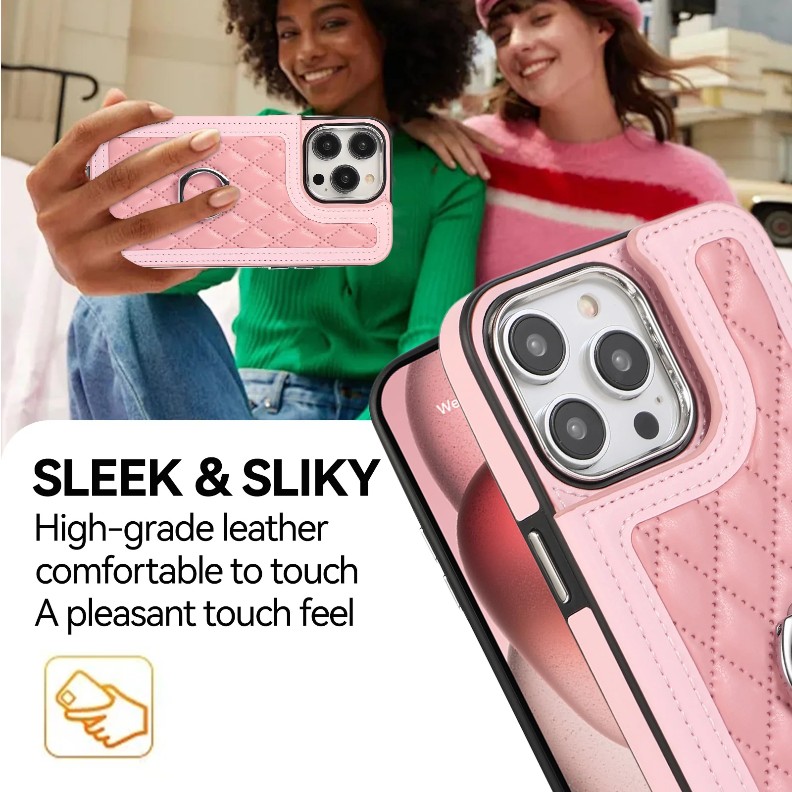 [Built-in Ring Bracket][With Card Slot] Apple iPhone 12/Pro/Pro Max High-End Leather Full Coverage Shockproof Wallet Series Case - Image 4