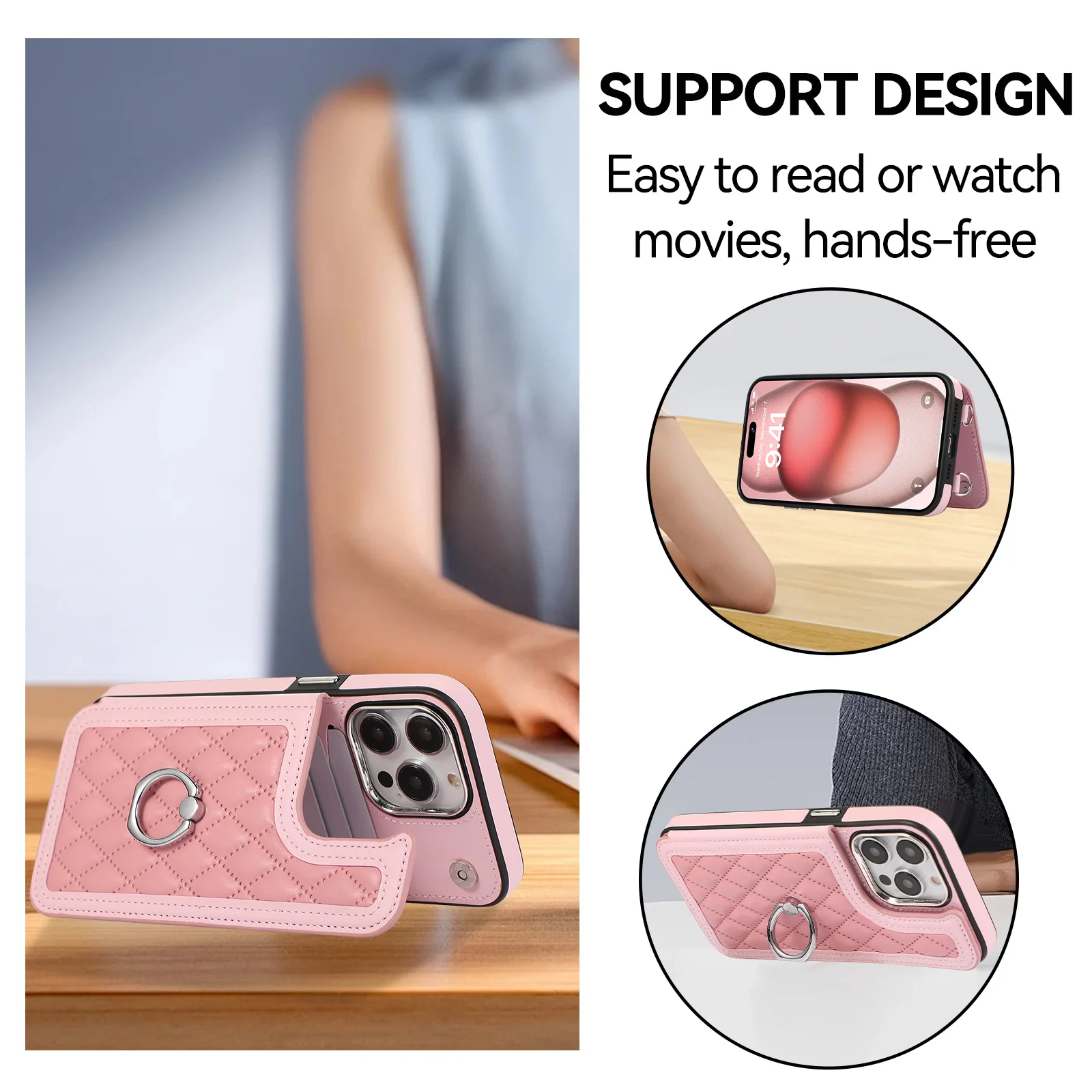 [Built-in Ring Bracket][With Card Slot] Apple iPhone 12/Pro/Pro Max High-End Leather Full Coverage Shockproof Wallet Series Case - Image 7