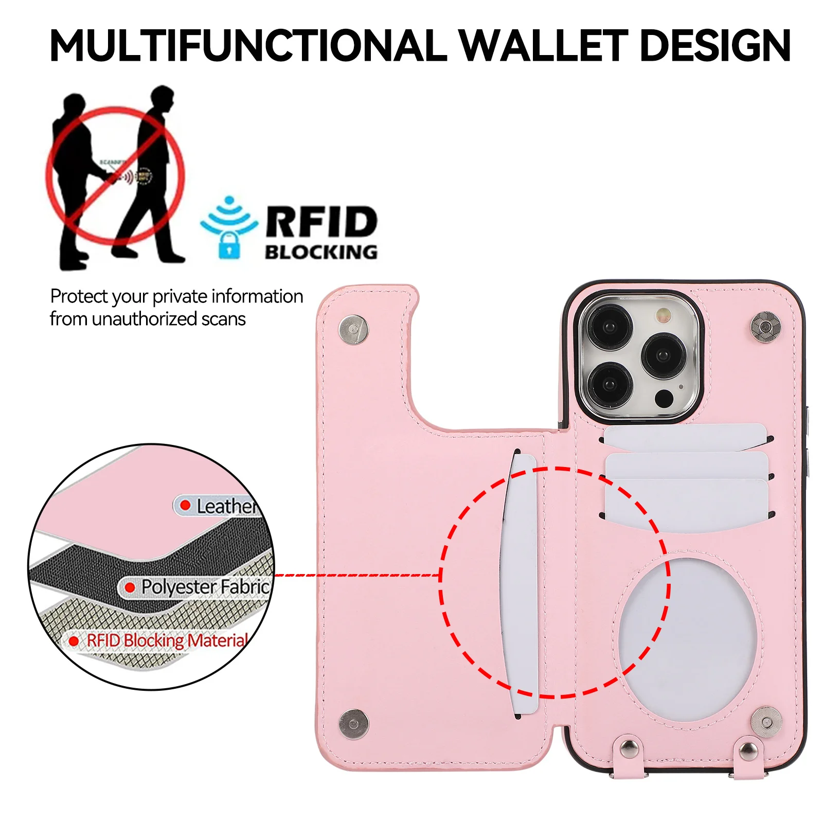 [Built-in Ring Bracket][With Card Slot] Apple iPhone 12/Pro/Pro Max High-End Leather Full Coverage Shockproof Wallet Series Case - Image 8