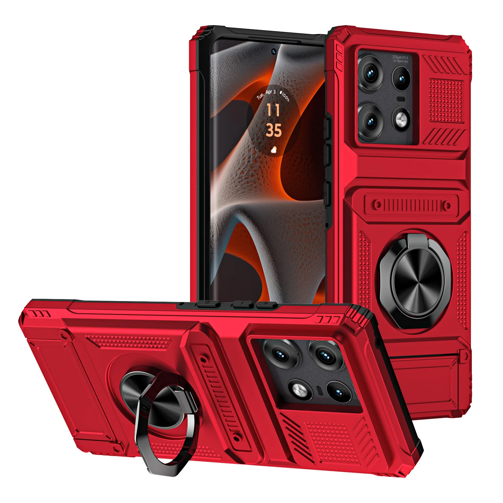 [Built-in Ring Bracket][With Card Slot] Motorola Moto Edge 50 Ultra/Fusion/Pro Military Defense Drop Proof Heavy Duty Series Case - Image 12