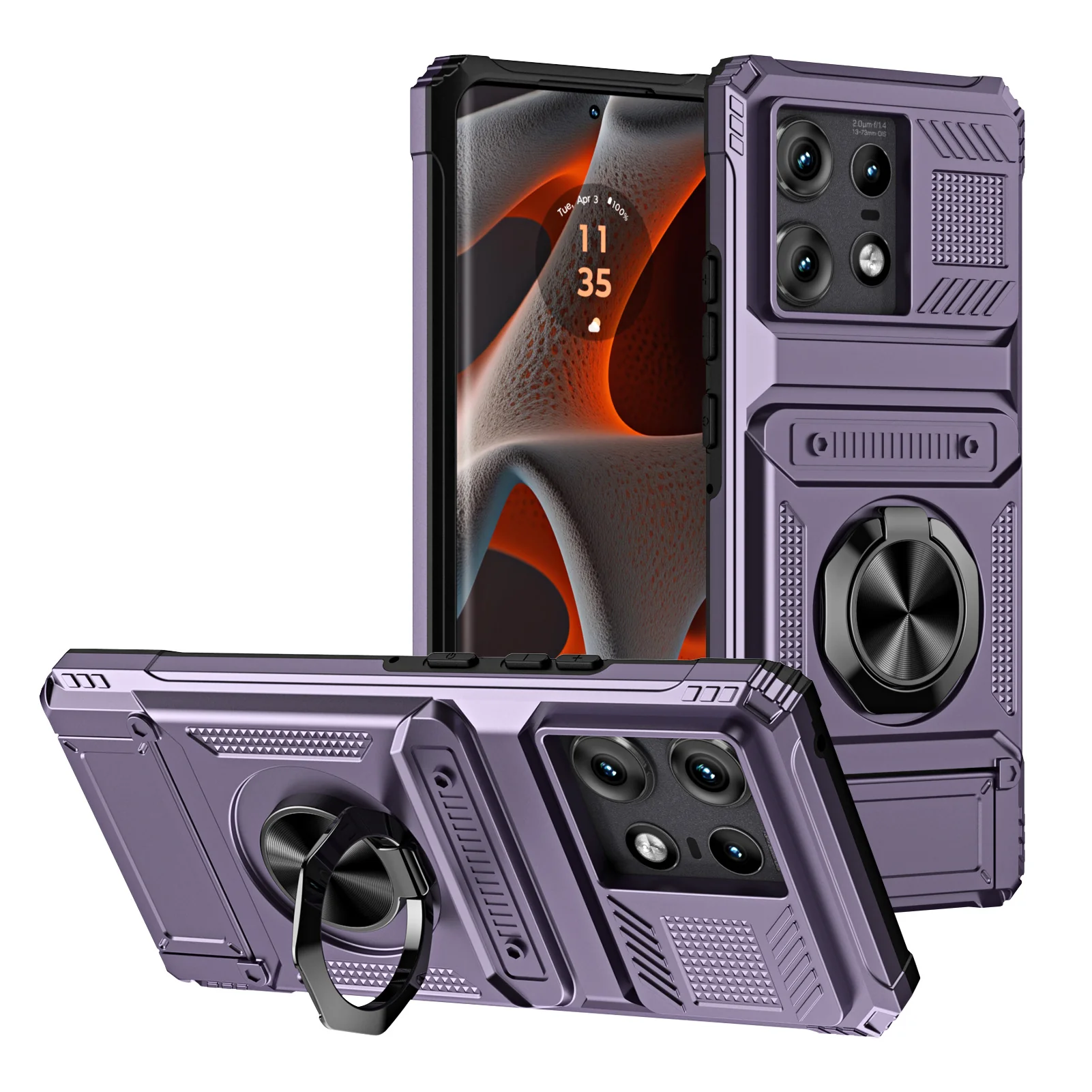[Built-in Ring Bracket][With Card Slot] Motorola Moto Edge 50 Ultra/Fusion/Pro Military Defense Drop Proof Heavy Duty Series Case - Image 13
