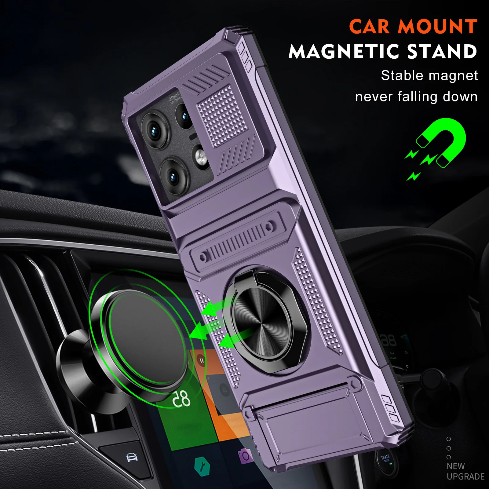 [Built-in Ring Bracket][With Card Slot] Motorola Moto Edge 50 Ultra/Fusion/Pro Military Defense Drop Proof Heavy Duty Series Case - Image 2