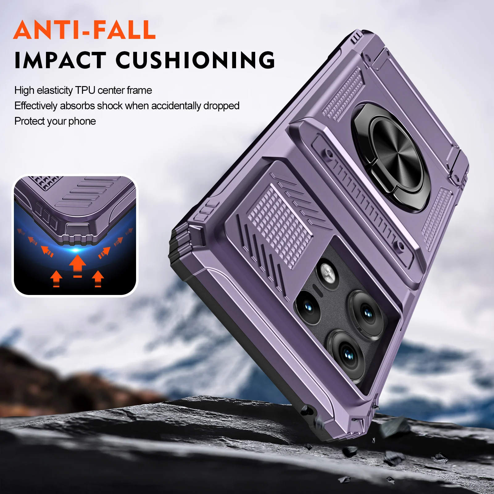[Built-in Ring Bracket][With Card Slot] Motorola Moto Edge 50 Ultra/Fusion/Pro Military Defense Drop Proof Heavy Duty Series Case - Image 3