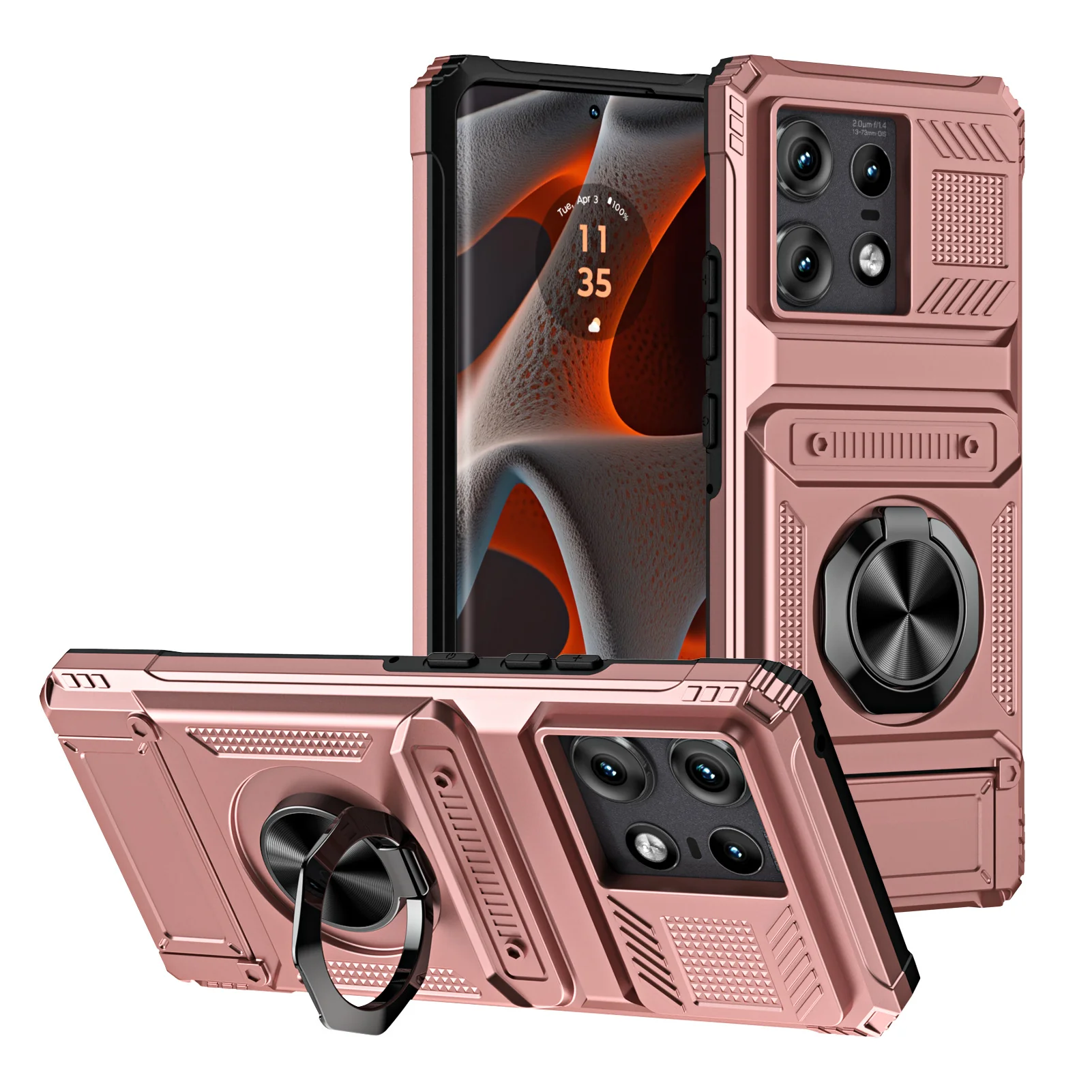 [Built-in Ring Bracket][With Card Slot] Motorola Moto Edge 50 Ultra/Fusion/Pro Military Defense Drop Proof Heavy Duty Series Case - Image 8