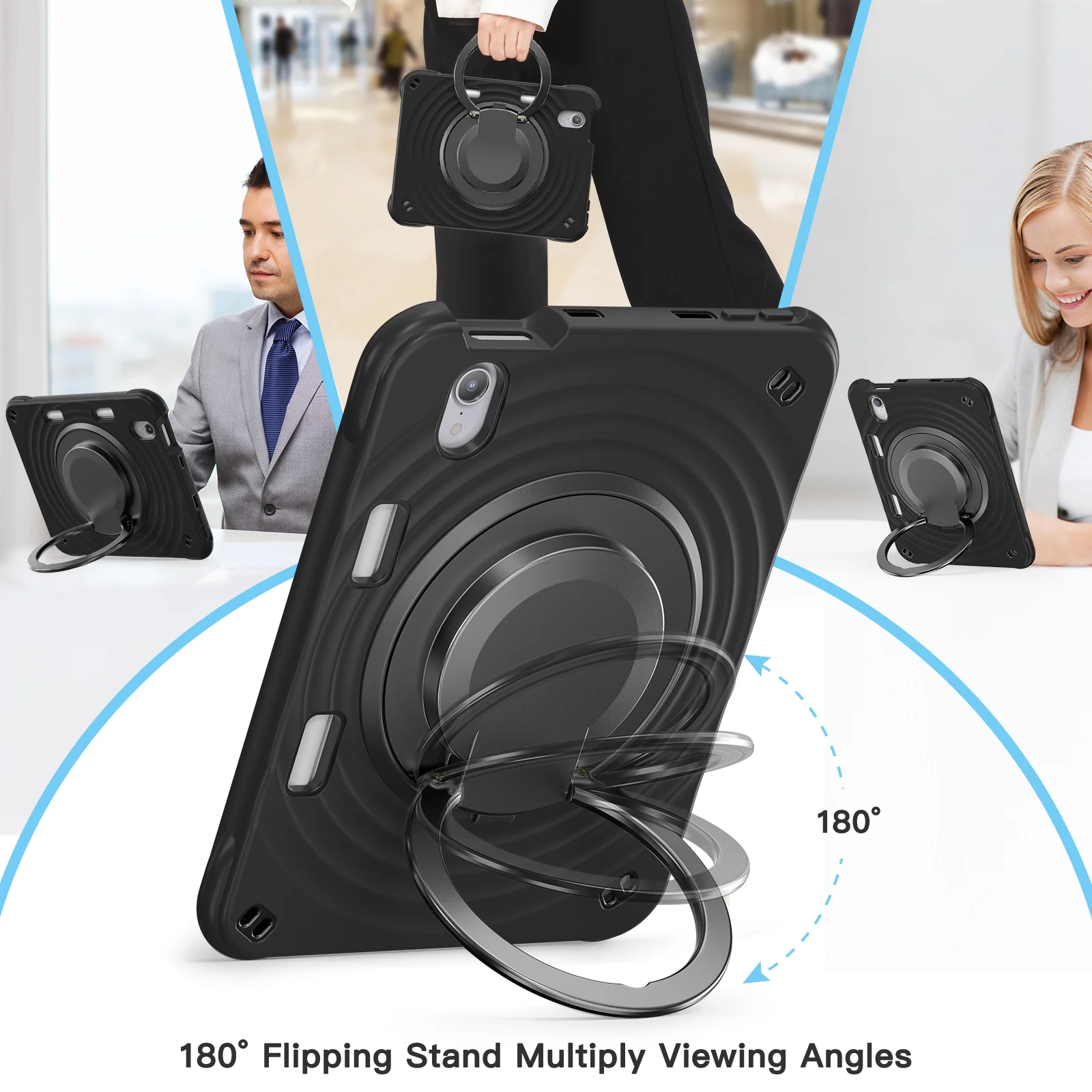 [Built-in Ring Bracket][With Pen Slot] Apple iPad Mini 6/7 8.3'' 6/7th Gen (2021/2024) Heavy Duty Ring Holder Stand Case - Image 13