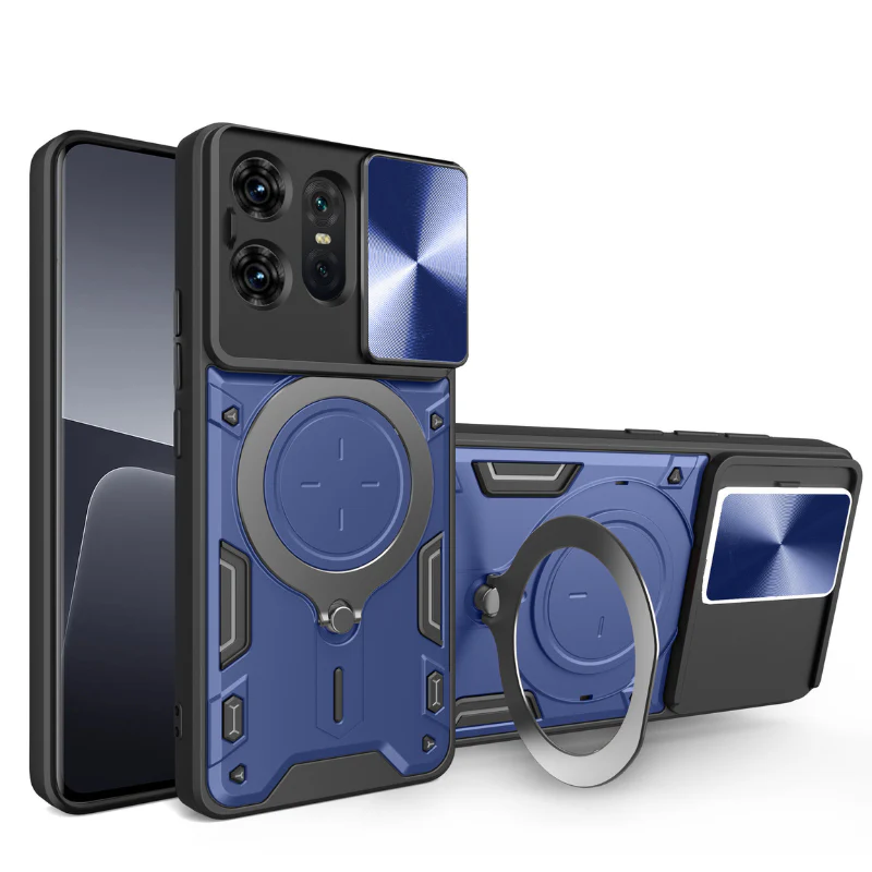 [Built-in Ring Bracket][With Slide Lens Cover] Motorola Moto G35 Minimalist Ultra-thin Shockproof Phone Stand Series Case - Image 12