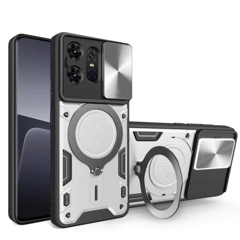 [Built-in Ring Bracket][With Slide Lens Cover] Motorola Moto G35 Minimalist Ultra-thin Shockproof Phone Stand Series Case - Image 13