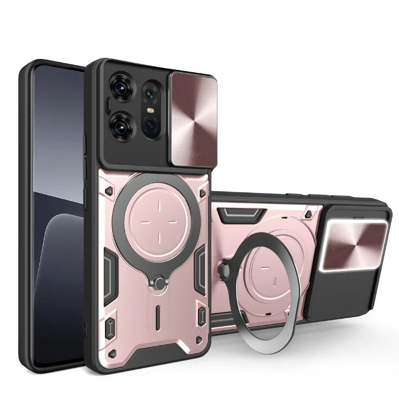 [Built-in Ring Bracket][With Slide Lens Cover] Motorola Moto G35 Minimalist Ultra-thin Shockproof Phone Stand Series Case - Image 15