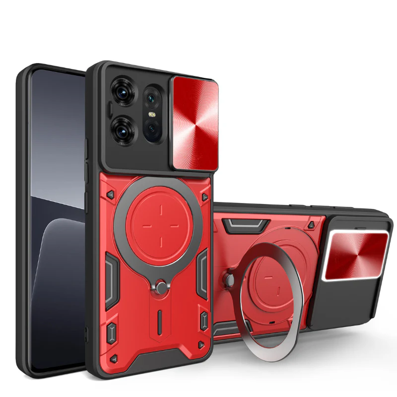 [Built-in Ring Bracket][With Slide Lens Cover] Motorola Moto G35 Minimalist Ultra-thin Shockproof Phone Stand Series Case - Image 16