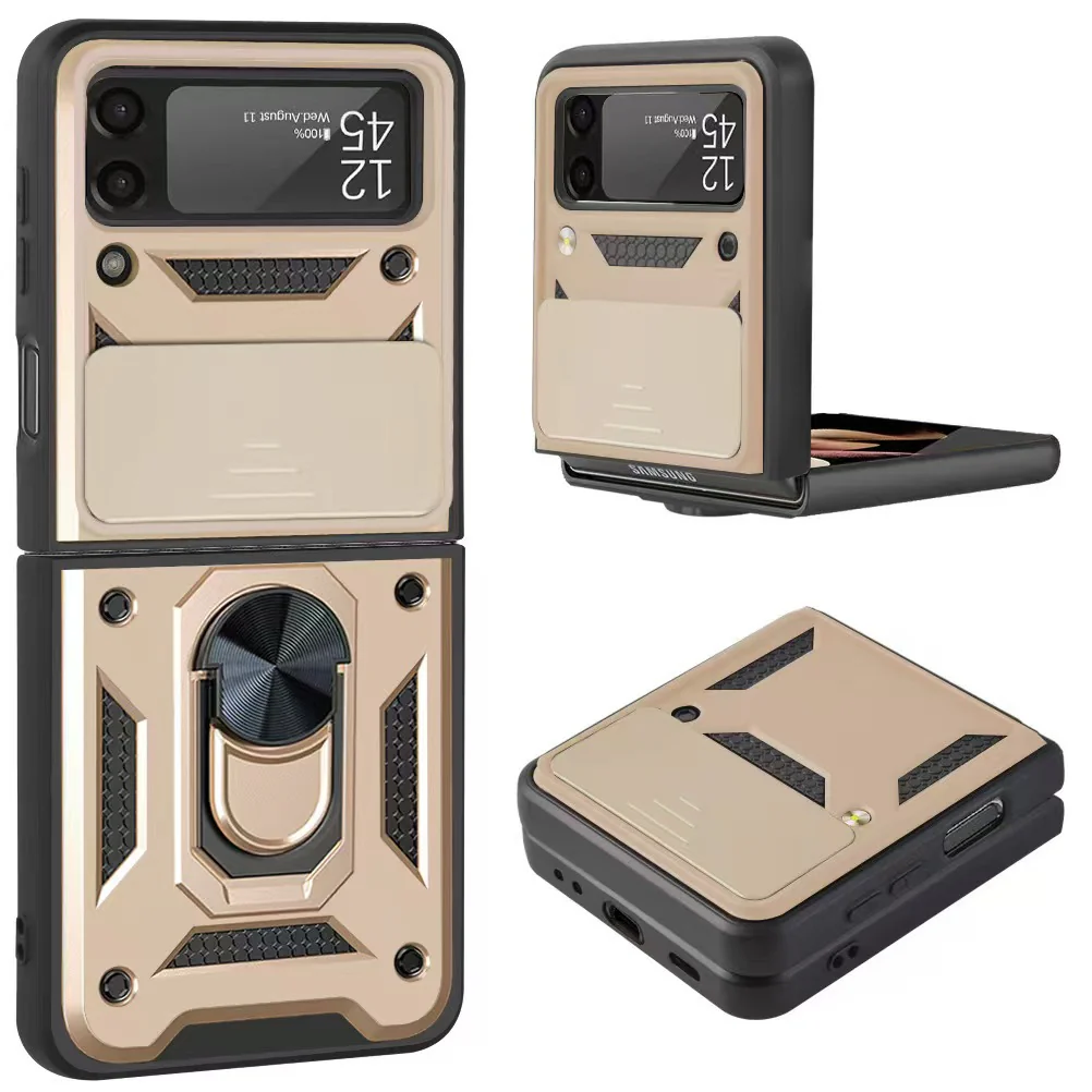[Built-in Ring Bracket][With Slide Lens Cover] Motorola Moto Razr 50/Ultra Mecha-style Anti-slip Protective Hard Heavy Duty Series Case With Big Camera Hole - Image 9