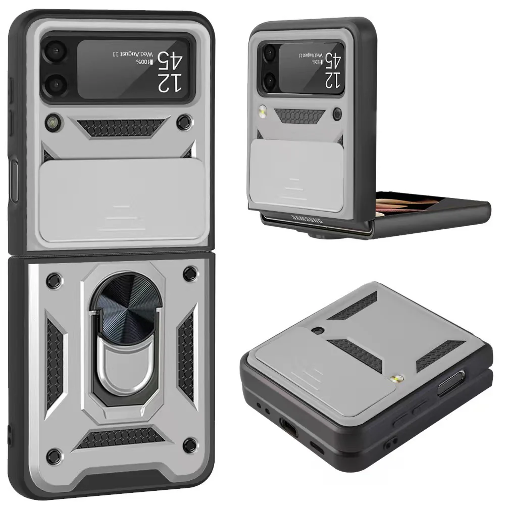 [Built-in Ring Bracket][With Slide Lens Cover] Motorola Moto Razr 50/Ultra Mecha-style Anti-slip Protective Hard Heavy Duty Series Case With Big Camera Hole - Image 10